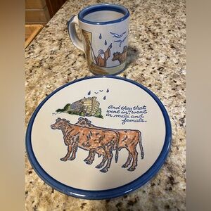 Louisville Stoneware Noah's Ark Plate and Mug Set